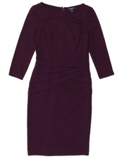 Chaps Womens 3/4 Sleeve Sheath Dress US 4 Small Purple Polyester TG04