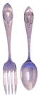 Lunt Mount Vernon Pattern Sterling Silver Teaspoon 5 3/4" and Fork 6" 1905