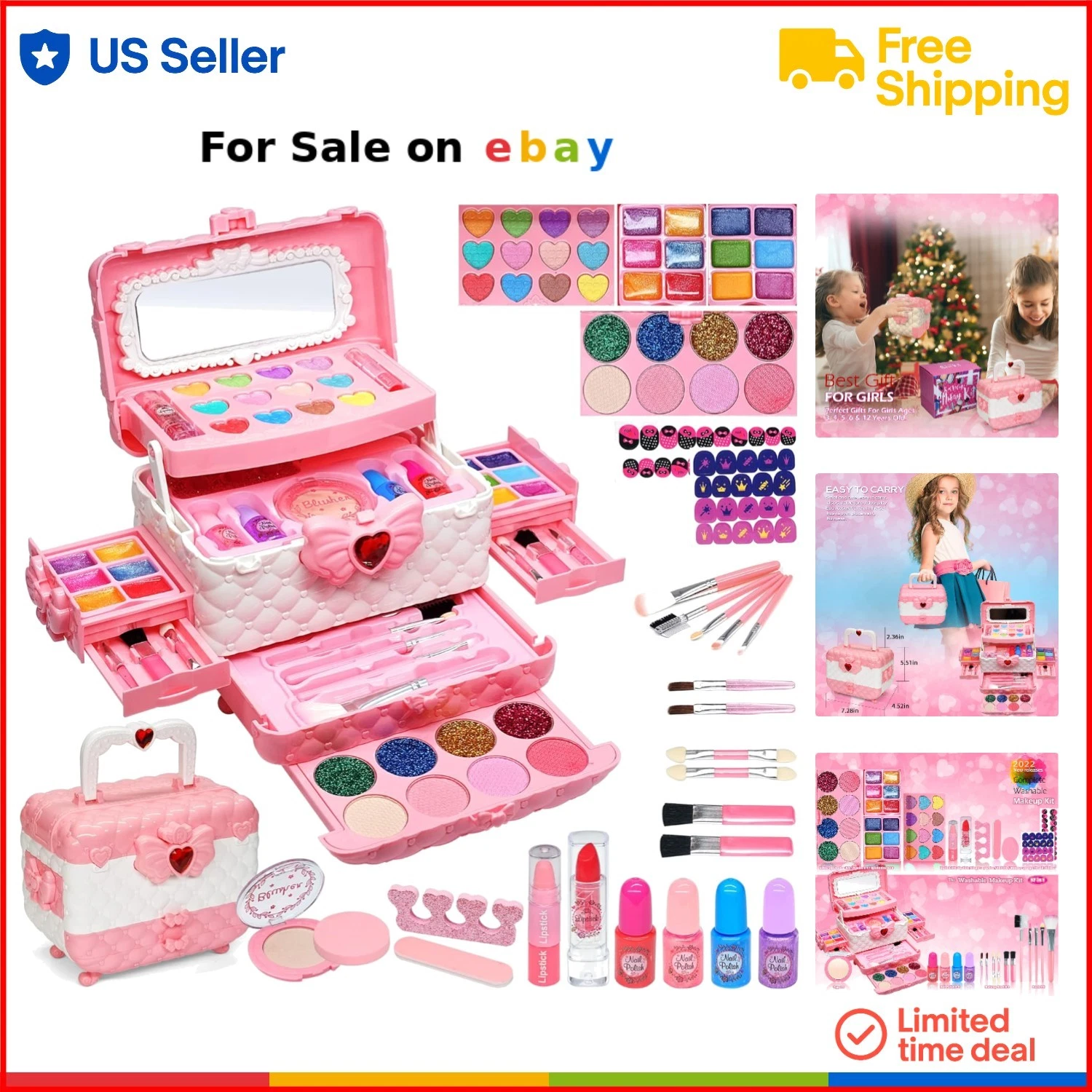 Kids Makeup Sets for Girls Non-Toxic Washable Princess Role Play Gift