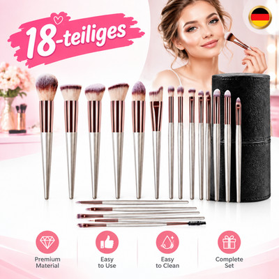 Champagne Gold Make up Pinsel Set 18 Teile Premium Kosmetikpinsel Foundation