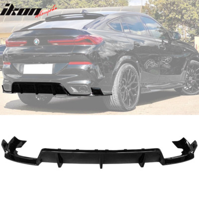 Fits 20-24 BMW G06 X6 M Sport IKON Style Gloss Black Rear Diffuser PP 3PCS