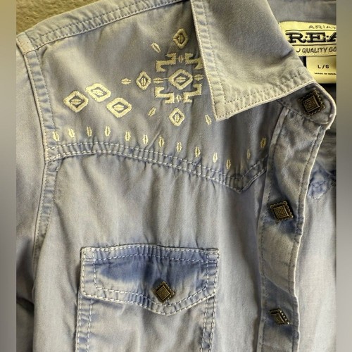 Ariat Real Shirt Womens Size Large Western Snap Long Sleeve Embroidered Cowgirl - Picture 4 of 11