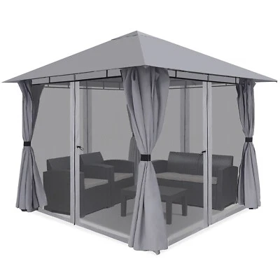 SEKEY Pavillon 300 x300 cm Pavillon mit 4 Seitenteilen und 4 Moskitonetz