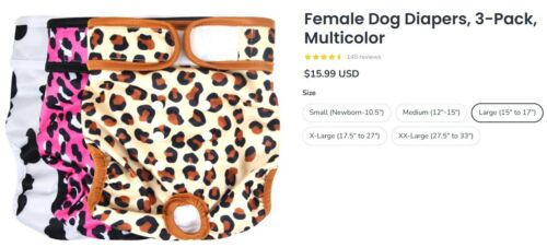 WEGNEECO 'Tan Cheetah' Female Dog Adjustable Diaper (L) - Picture 4 of 8