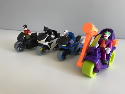 RARE Imaginext DC Hero/Villians Batman Robin Joker Superman Two-Face Motorcycles
