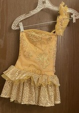 Curtain Call Costumes Vtg Child SM Style E460 Gold Sequin Dance Tap Jazz