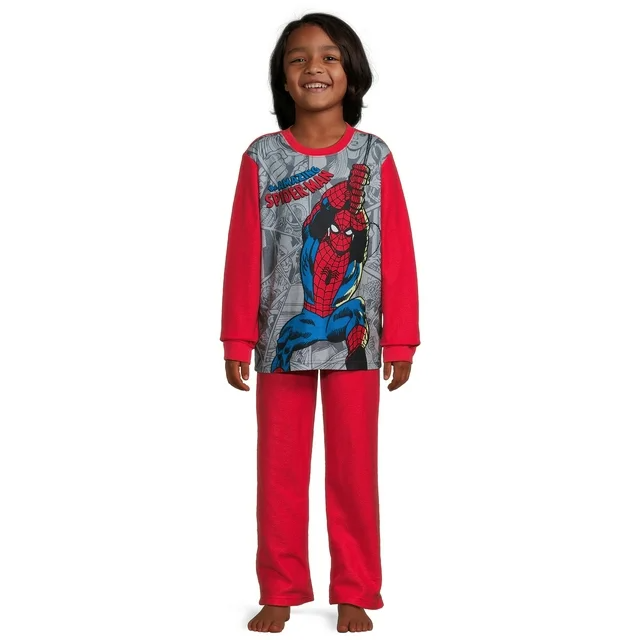 Marvel 2-Piece Boys Long Sleeve Fleece Pajama Set Spider-Man Red