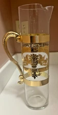 Vtg Culver Gold Russian Style Cocktail Pitcher Metal Handle Dragons Barware