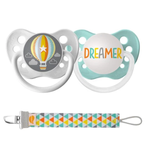 Dreamer Pacifier & Binky Clip Set - Unisex - 0-18 months - Baby Gift - Ulubulu