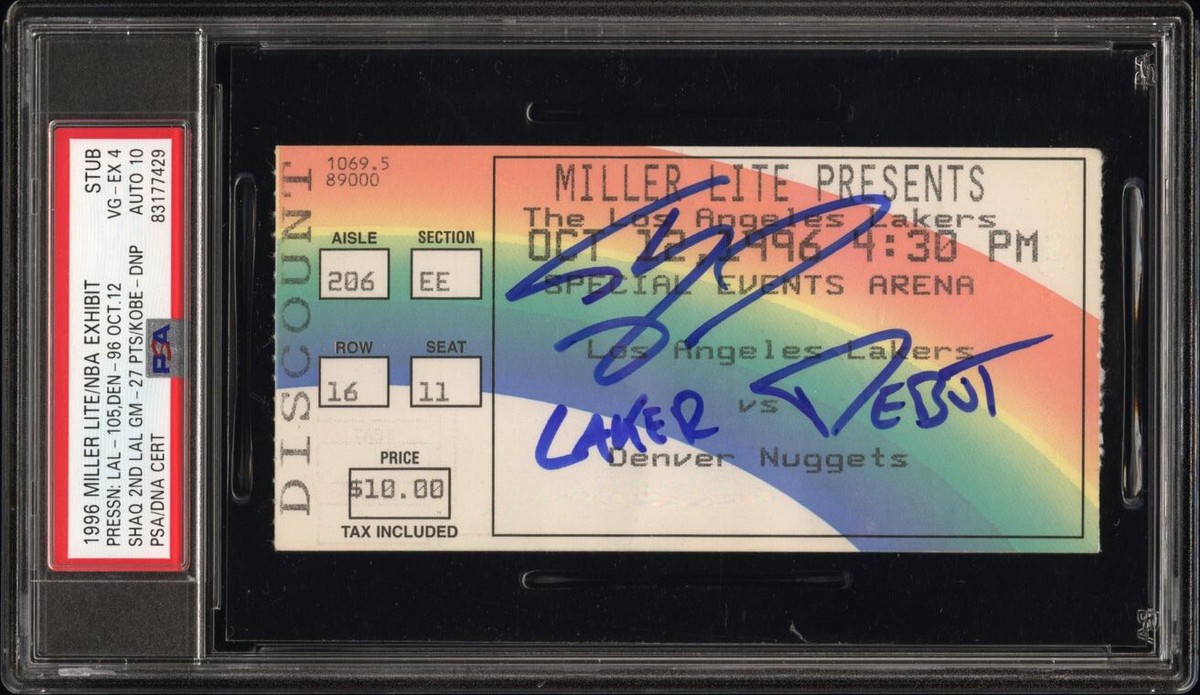 1996 SHAQ SIGNED PRE DEBUT KOBE BRYANT EXHIBITION TICKET🎟️HAWAII