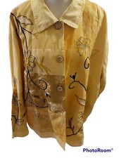 Indigo Moon Yellow/gold Fabulous Embroidered Jacket Size 3xl