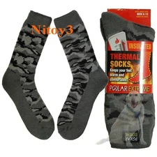 Polar Extreme Thermal Insulated Heavyweight Camo Boot Crew Socks-Men Size 6-12