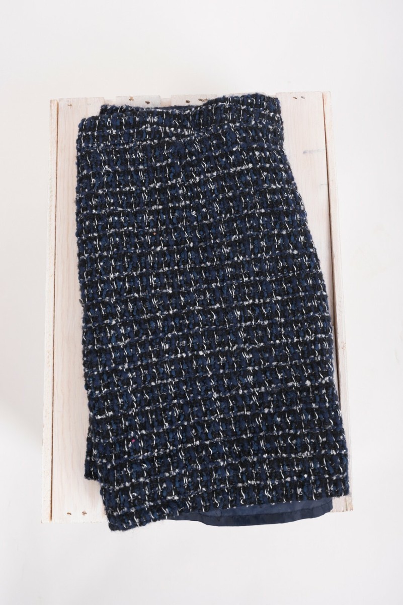 J.Crew Women's Mini Skirt Size 12 Tweed Straight Pencil Navy