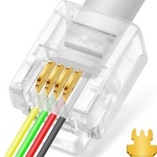 20 Pack RJ11 Pass Through Modular Connectors 6P4C Plug for Phone Line Cord