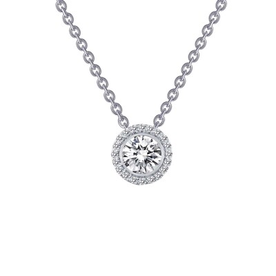 *BRAND NEW* Sterling Silver Platinum-Bonded with 0.56 CTW Diamond Halo Necklace