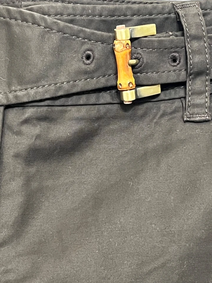 152169 Mujer 0 ANN TAYLOR Marrón Elastizado Algodón Bermudas Pantalones Cortos Cinturón Bambú Usado en Excelente Condición Foto 2 de 3