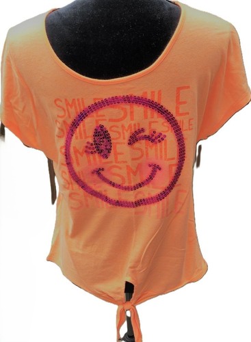 2pc SO Smiley Face Shirt Top & Yoga Capri Leggings Outfit Size XL 16 & 16 1/2 - Picture 2 of 5