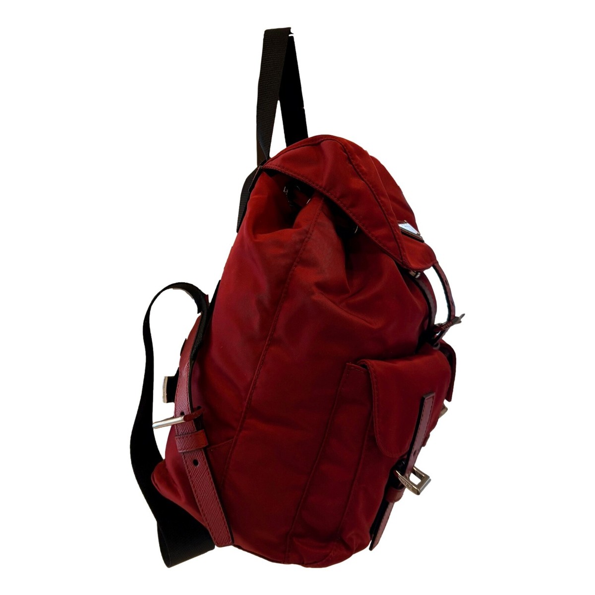 Prada Re-Edition Re-Nylon Drawstring Backpack Fuoco Burgundy  display picture 3