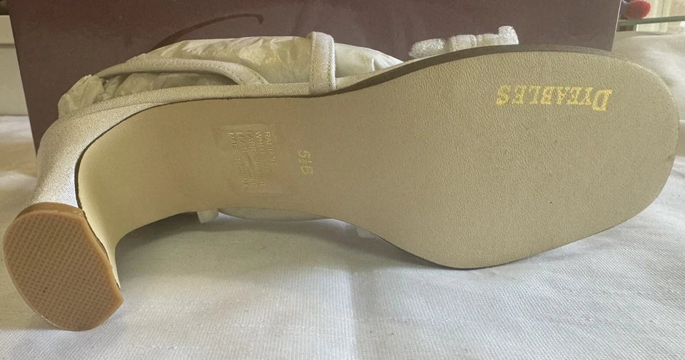 Sandalias de tacón alto Dyeables blancas radiantes de lujo para mujer 5-1/2 B Foto 3 de 4