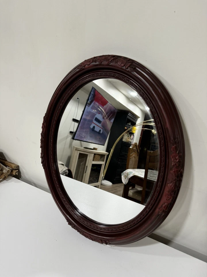 Vintage Oval Victorian Style Mirror Wall Accent Decoration Plastic Frame  - Image 2 of 4