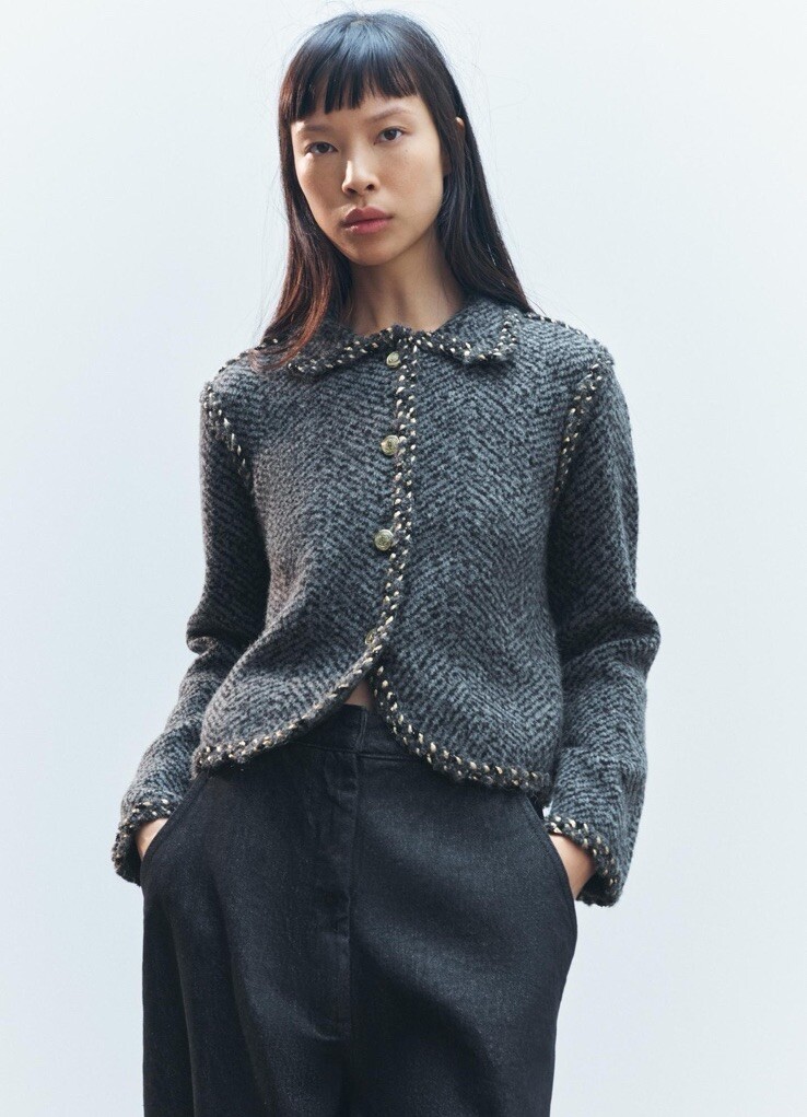 ZARA WOMAN NWT BRAIDED TRIM KNIT JACKET GRAY | 2756/131 ALL SIZES