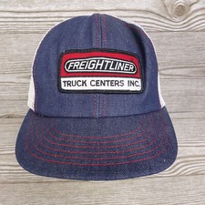 VINTAGE FREIGHTLINER TRUCK CENTERS DENIM BLUE JEAN USA MADE TRUCKER HAT CAP