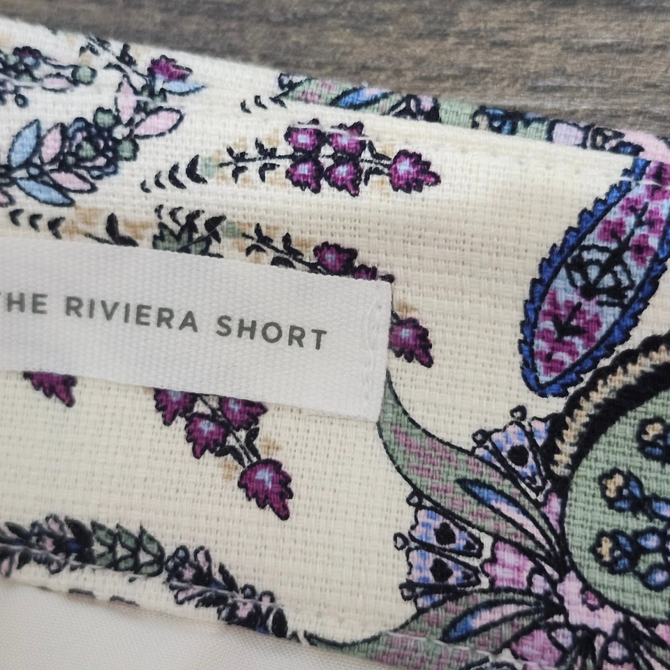 Pantalones Cortos LOFT Riviera Talla 6 Blanco Paisley Estampado Floral Verano Informal Boho Foto 4 de 4