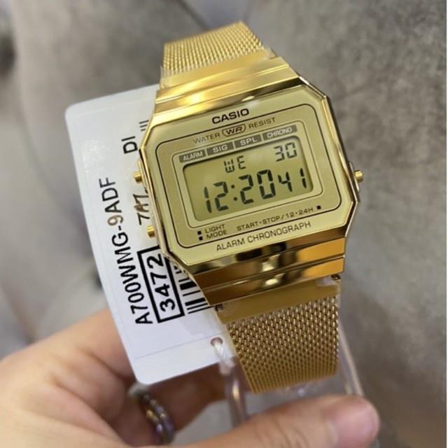Casio A700WMG-9A Vintage Series Gold Stainless Steel Mesh Band