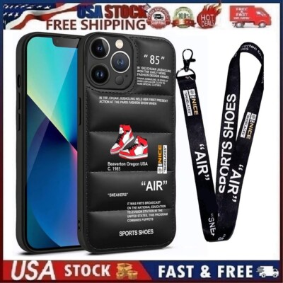 Sports Shoes Brand Puffer Phone Case Compatible with iPhone 14 Plus with Lanyard