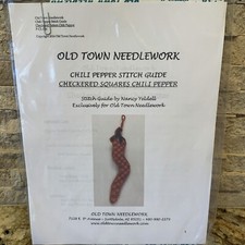Old Town HANDPAINTED NEEDLEPOINT CANVAS-STITCH GUIDE- Chili Pepper