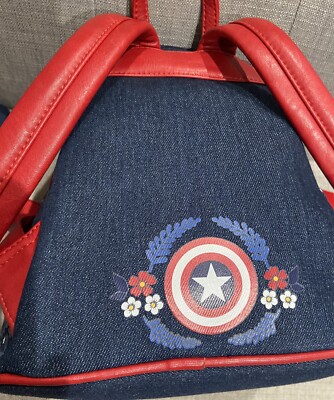 Denim Mini Backpack Captain America Loungefly 80th Disney  display picture 3