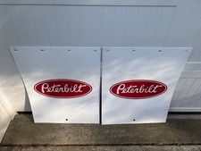 Peterbilt Trucks 24 X 30 White Red Poly Semi Truck Mud Flaps-pair Peterbilt Trucks 24 X 30 White Red Poly Semi Truck Mud Flaps-pair