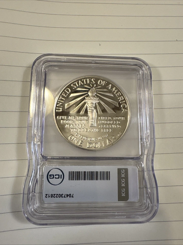 1986-S Proof Ellis Island ICG PR-68 DCAM Comm Silver Dollar CAMEO 90% Silver#024 - Image 2 of 2