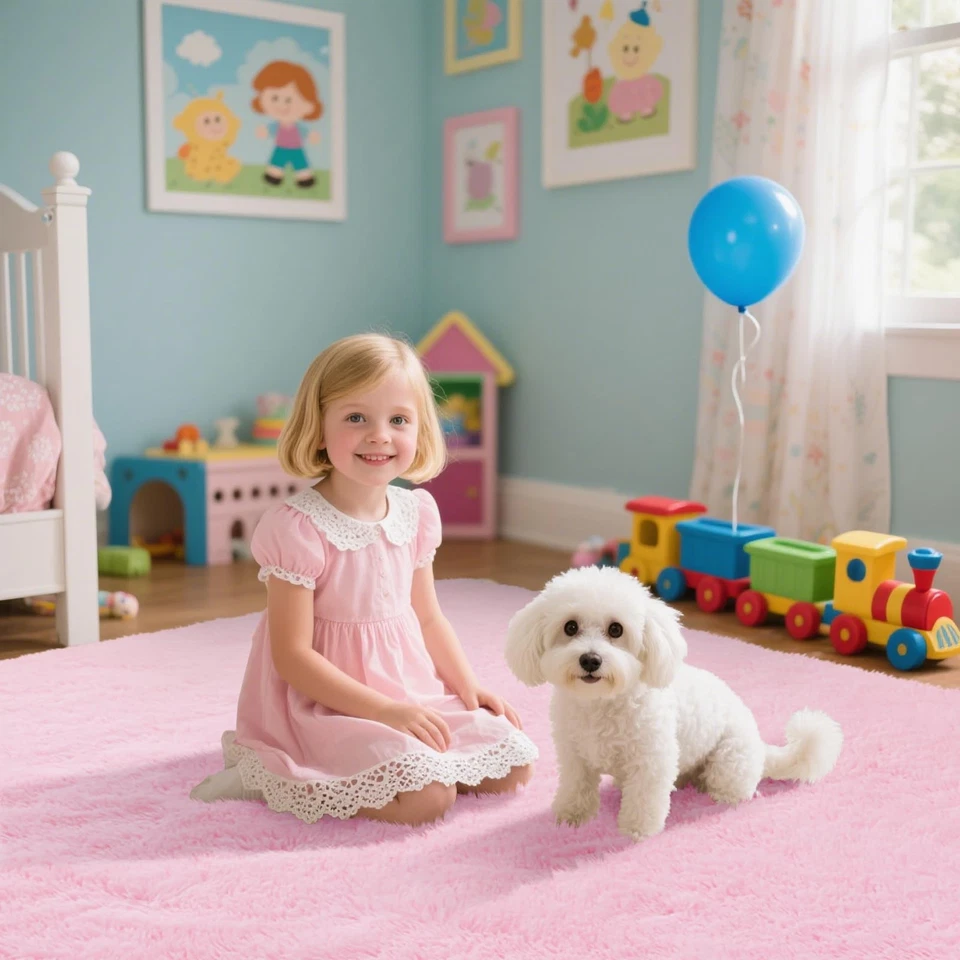 Pink Fluffy Rug Shaggy Area Rug, 9x12 Area Rugs for Girls Bedroom, Big Soft S... - Image 4 of 4