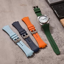 12mm Silicone Rubber Strap for Tissot PRX 40mm Quick Release Convex End Band