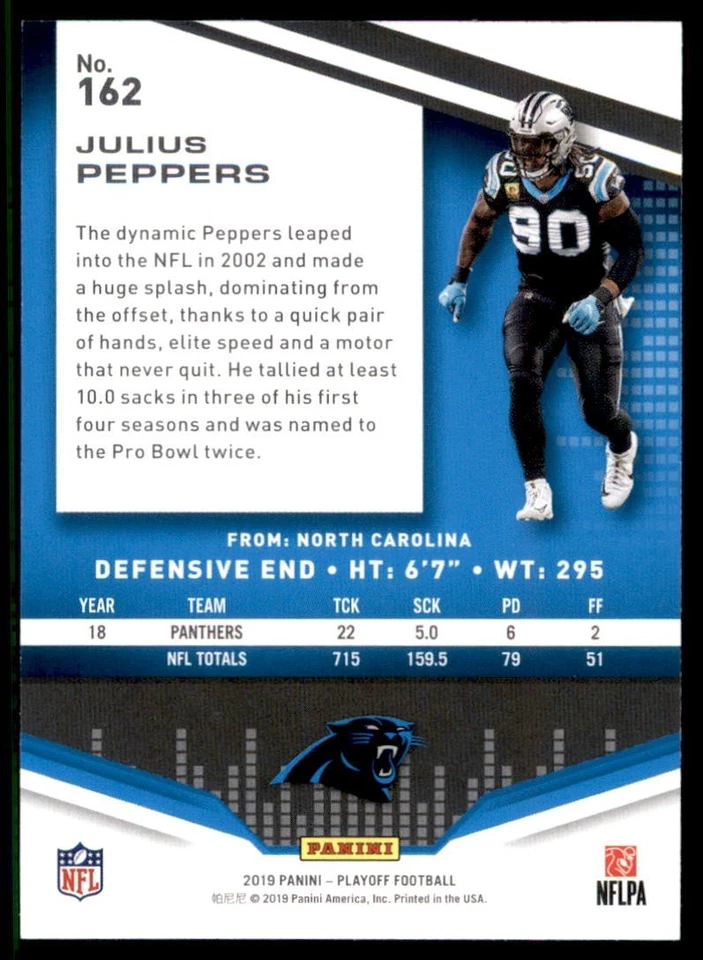 2019 Panini Playoff - Julius Peppers #162 - Image 2 of 2