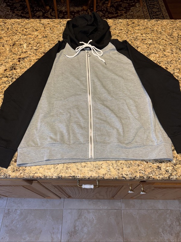 Ezbelle Cardigan Zip Hooded Jacket Women's Large Black & Gray