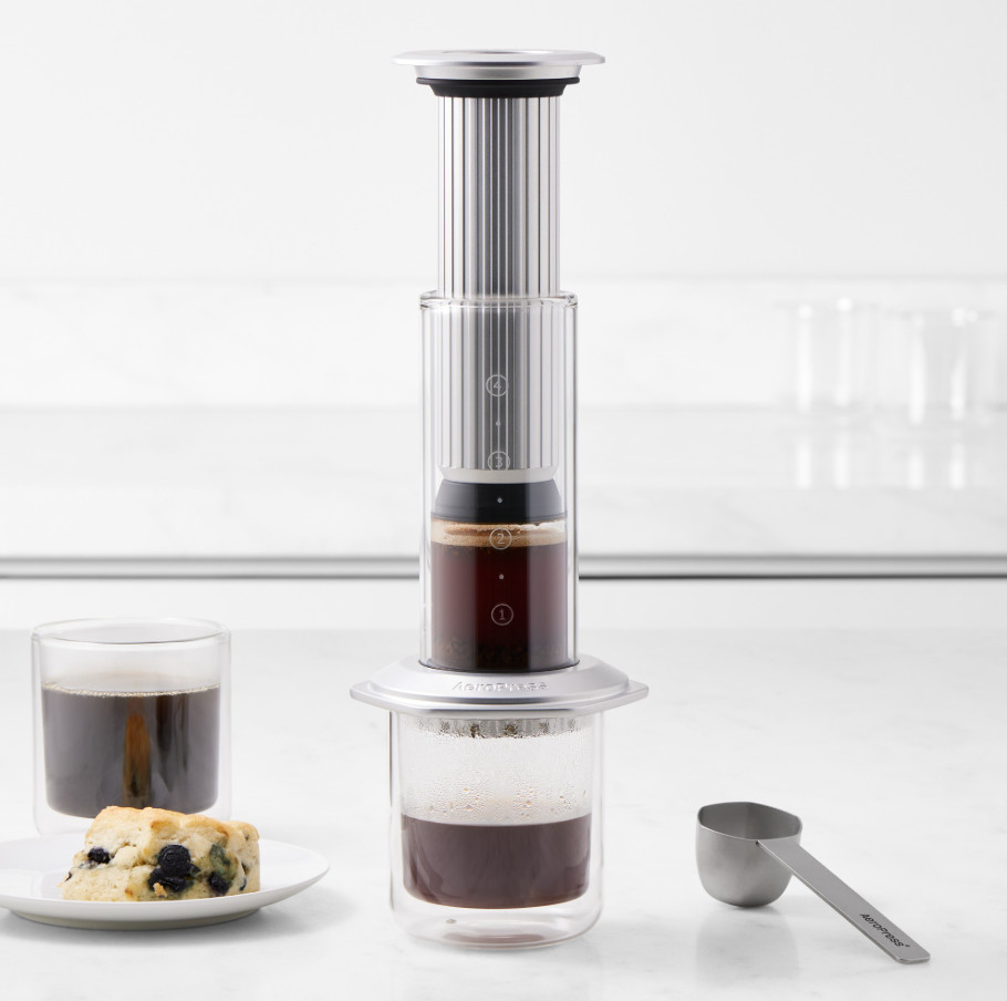AeroPress Premium Glass Coffee Press, Silver