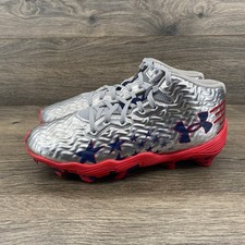 Under Armour Hammer Youth Silver Red Blue Stars Football Cleats Size 1.5Y