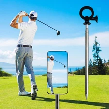 Golf Monopod with Ground Spike Cell Phone Holder for Swing Training Sports