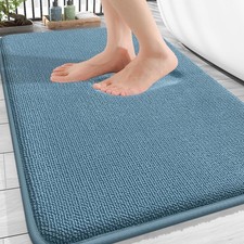 OLANLY Thick Memory Foam Bath Mat Rug 32x20, Extra Soft 32" X 20", Airy Blue