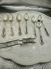 Vintage Wallace Sterling Silver Rose point Demitasse 4” Spoons. Set Of 7