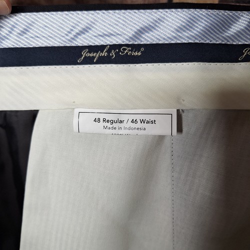 Joseph & Feiss Dress Pants Mens 44X29 Black Flat Front Wool - Picture 4 of 4