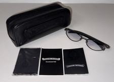 CHROME HEARTS SUNGLASSES BLACK WOOD LEATHER CASE STERLING SILVER UNISEX GLASSES