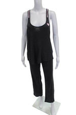 Betsey Johnson Womens Black Rayon Cami Pajama Set Sleeveless Scoop Neck Size S