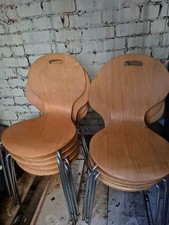 9 x Beech look with chrome legs bistro chairs