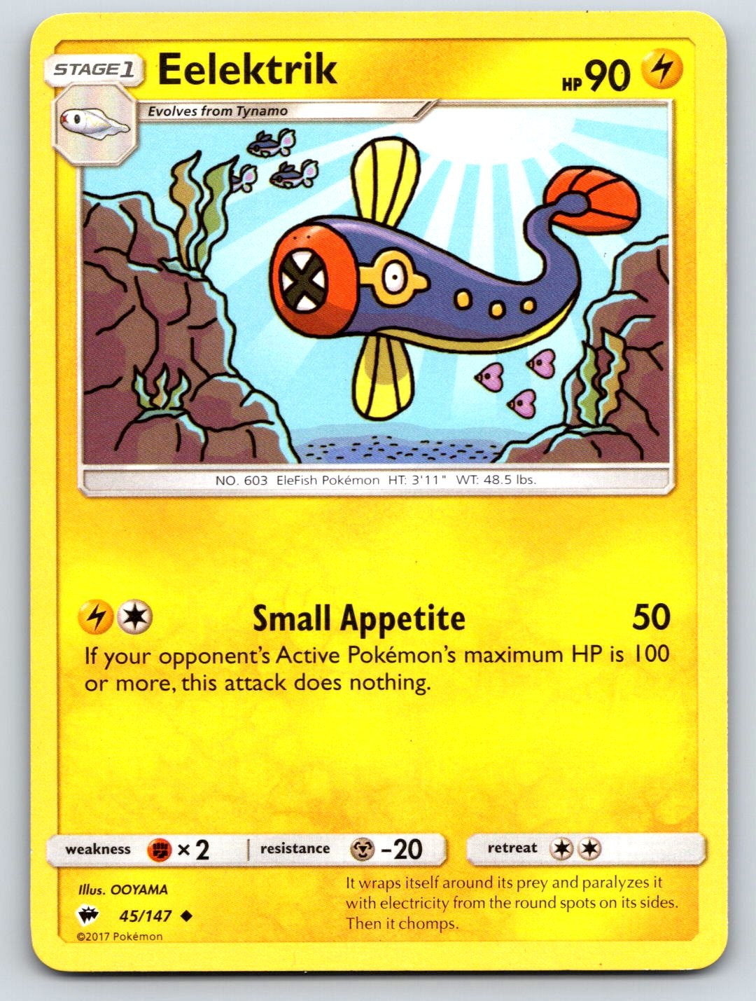 Eelektrik 45/147 Uncommon Burning Shadows Pokemon Near Mint