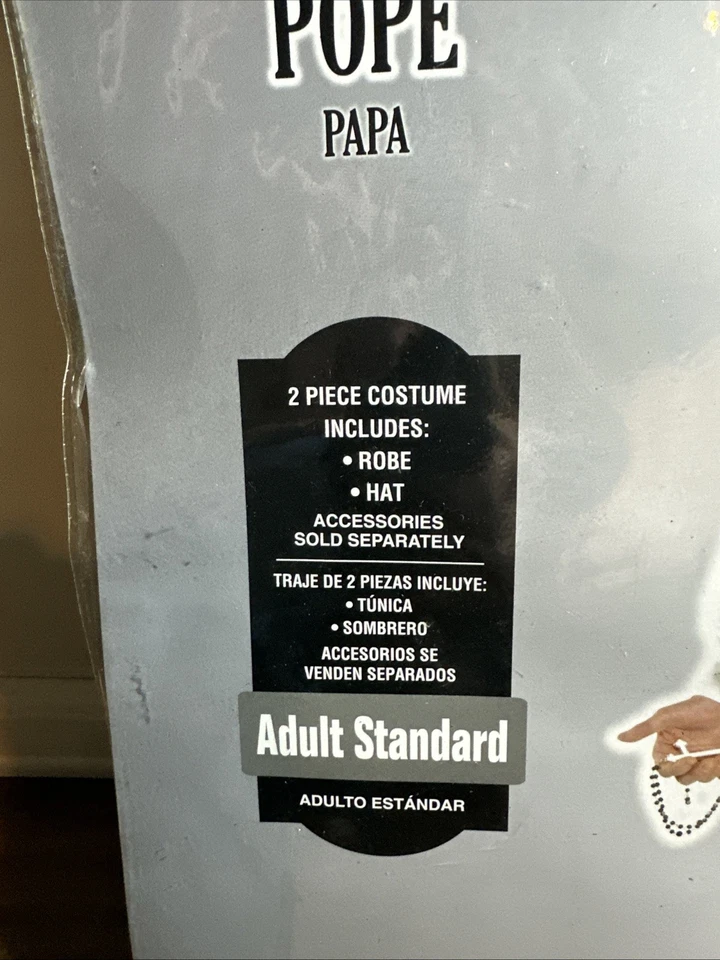 Disfraz de Papa - Blanco y Dorado - Adulto Estándar 2 Piezas Bata y Sombrero Religioso Foto 2 de 4