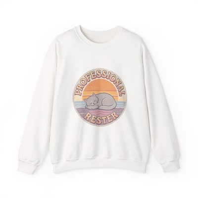 Professional Rester Sweatshirt   Cute Cat Nap Retro Crewneck