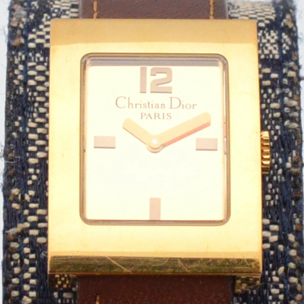 Montre Bracelet Christian Dior Maris Trotter Or GP Quartz 19cm Occasion